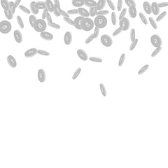 Russian ruble coins falling. Scattered black and w