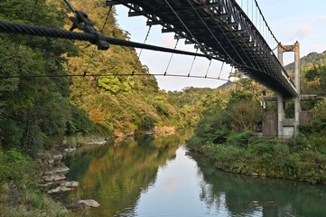 Fototapeta premium Beautiful landscape of suspension bridge.
