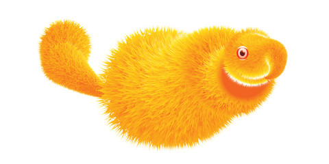 Vector illustration yellow hairy and furry animal. Cat, monster cartoon illustration  © yahya