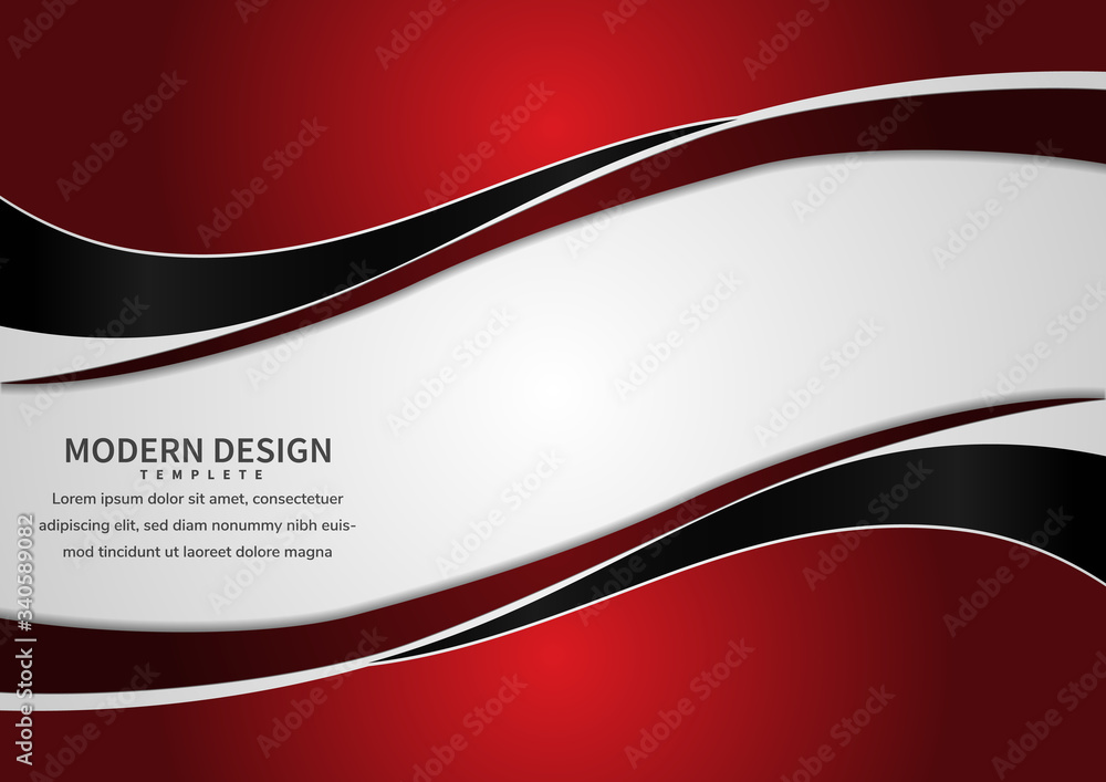 Poster abstract banner web template red and black curve with copy space for text on white background. moder