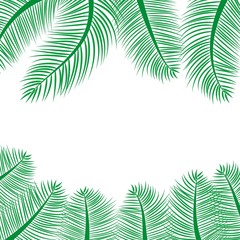 Illustration with summer palm branch. Summer beach floral design. Jungle exotic background.