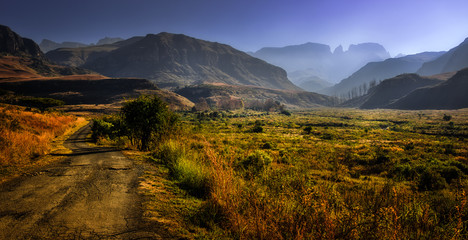 Road to Injisuthi Camp in the Drakensberg South Africa