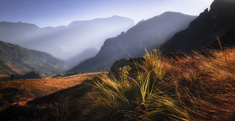 Injisuthi Valley in the winter months in the Drakensberg South Africa