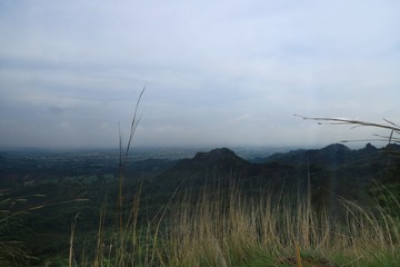 view of himalyan mountains from morni hills of haryana