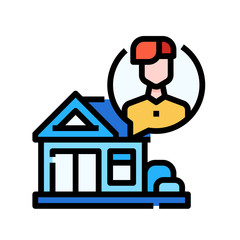 Stay at home speech bubble protection quarantine work icon