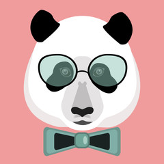 Panda with glasses and a bow tie
