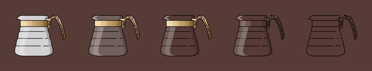 Coffee server. Device for brewing coffee. For the menu, in the shop, bar. Black line on brown background