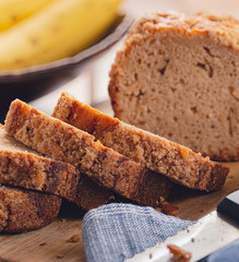 Sliced Banana Nut Loaf Cake