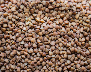 Buckwheat granules top view: food