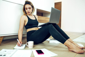 Woman working from home.