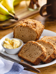 Sliced Banana Nut Loaf Cake