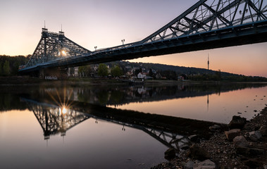 The wonderful Loschwitz-bridge in Dresden, Elbe, saxony, germany
