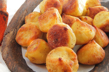 
dumplings, ravioli, fried with spices and sauce.