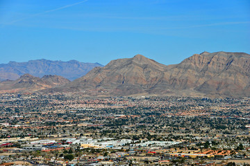 Skyline cityscape of the suburbs of Las Vegas Nevada USA