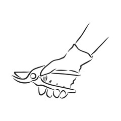 Vector hand drawn Garden pruner outline doodle icon. Garden pruner sketch illustration , pruner in hand vector sketch illustration