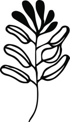 Cute hand drawn single leaf of realistic olive tree plant. Traditional hand drawn spring flowers in ink style.