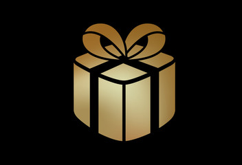 gradient gold online gift box flat icon symbol vector format