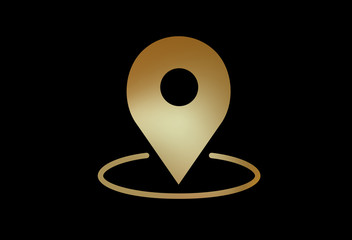 gradient gold online location pin sign flat icon symbol vector format
