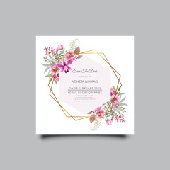 printable beautiful flower and leaves wedding invitation template