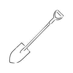 Shovel icon. Vector illustration of garden shovel. Hand drawn garden shovel. garden shovel vector sketch illustration