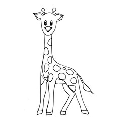 Hand drawn giraffe doodle. Coloring book, design for spiritual relaxation for adults