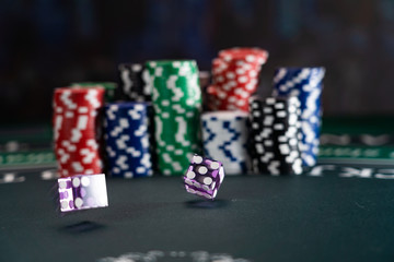 Dices at the casino table