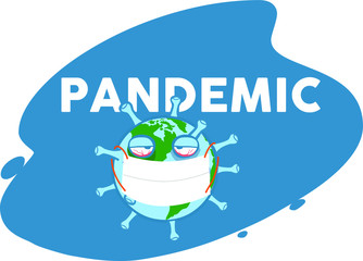 A graphic representation of the earth in the grip of a pandemic situation.