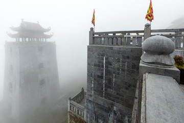 The Buddhism Temple of the Fansipan Mountain at Sa Pa in Vietnam