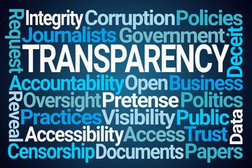 Transparency Word Cloud on Blue Background