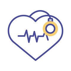 heart cardio with stethoscope line style icon