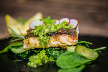 The food in the restaurant. Food styling and restaurant meal serving. Gourmet restaurant menu concept. Creative stylist restaurant