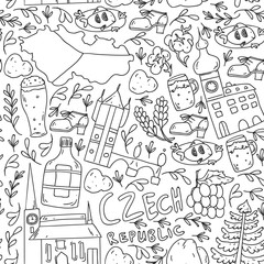 Vector icons and symbols. Czech Republic illustrations for banners, posters, background.