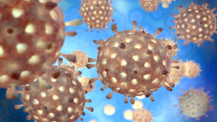 Coronavirus on light blue background - 3d render