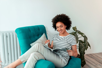 Woman reading a magazine