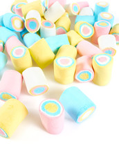 colorful marshmallow isolated on white