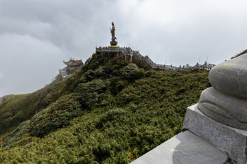 The Buddhism Temple of the Fansipan Mountain at Sa Pa in Vietnam