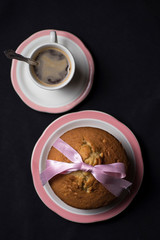 Homemade sponge cake with cream, flour, sugar, eggs and yeast. Delicious home made food.