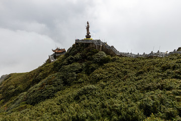 The Buddhism Temple of the Fansipan Mountain at Sa Pa in Vietnam
