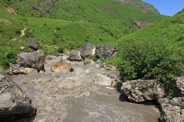 Azerbaijan. Fast river in the mountains.