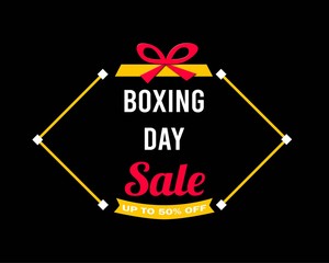 Basic Boxing Day Sale with red, yellow tape white text and red text sale 