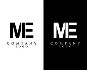 ME, EM letter logo design vector black and white color background