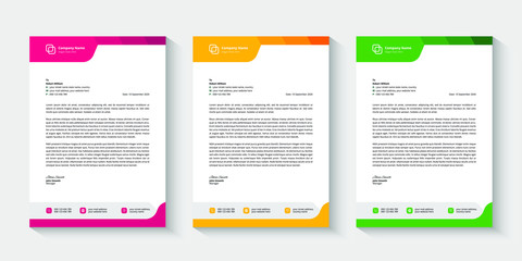 Professional colorful modern abstract business letterhead set vector design template