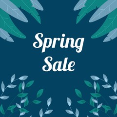 Spring Sale sale with green and gray leaf 