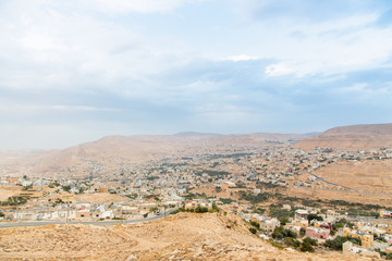 panorama of town Wadi Musa, the closest town to the Petra, Jordan