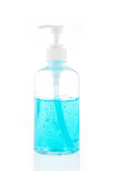 Alcohol Hand Wash Blue Isolated on White Background. concept of Covid-19 virus
