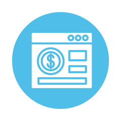 coin dollar in webpage block style icon