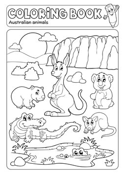 Coloring book various Australian animals