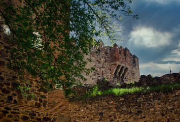 Bujaco Tower in Caceres, Extremadura, Spain.  Cloudy day.