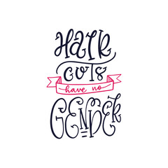 Quote lettering on black silhouette vector haircut