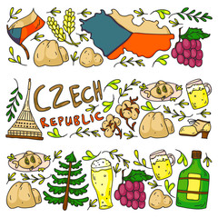 Czech Republic. Vector icons and symbols. Image for banners, posters, background.